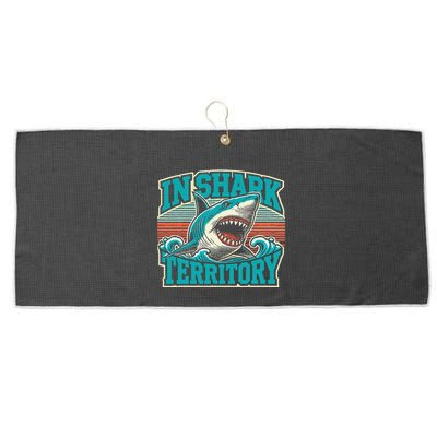 Retro Shark In Shark Territory Large Microfiber Waffle Golf Towel