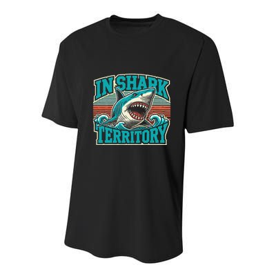 Retro Shark In Shark Territory Youth Performance Sprint T-Shirt