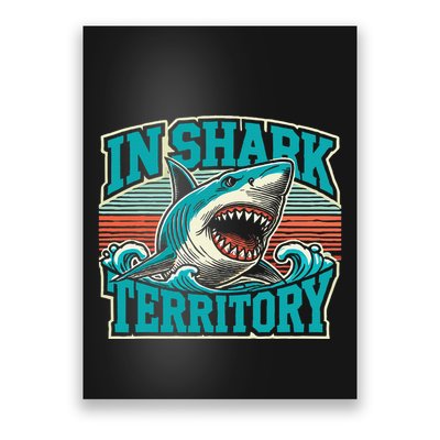 Retro Shark In Shark Territory Poster