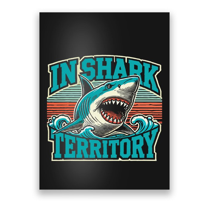Retro Shark In Shark Territory Poster