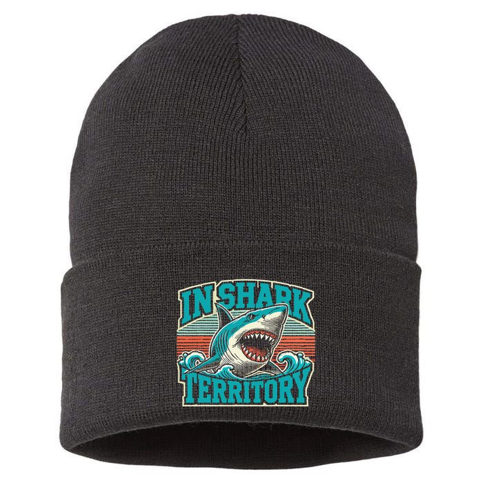 Retro Shark In Shark Territory Sustainable Knit Beanie