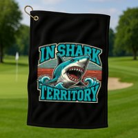 Retro Shark In Shark Territory Golf Towel
