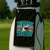Retro Shark In Shark Territory Golf Towel