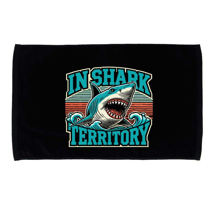 Retro Shark In Shark Territory Microfiber Hand Towel