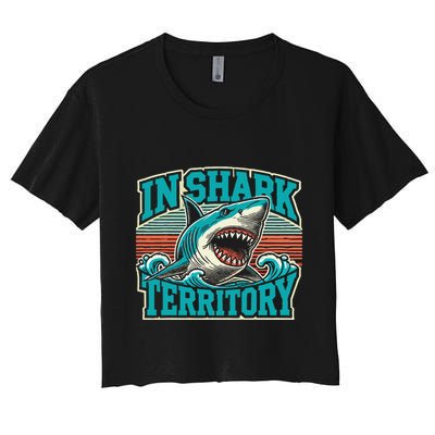 Retro Shark In Shark Territory Crop Top