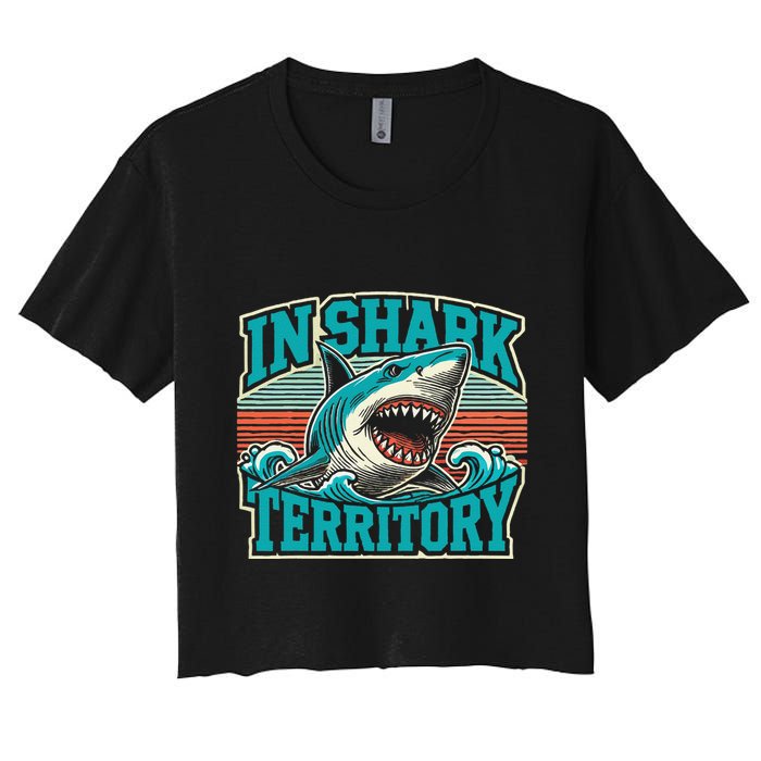 Retro Shark In Shark Territory Crop Top
