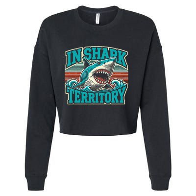 Retro Shark In Shark Territory Cropped Pullover Crew