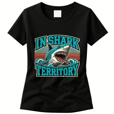 Retro Shark In Shark Territory Womens T-Shirt