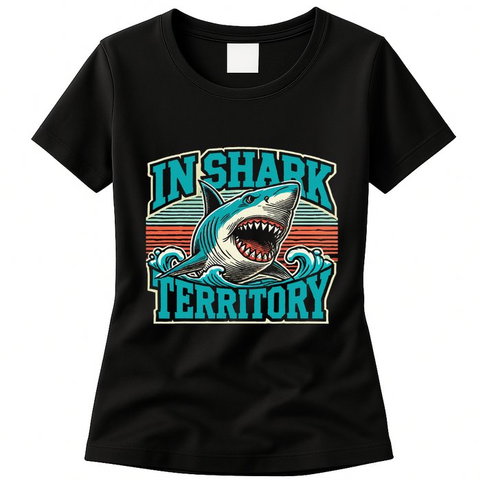 Retro Shark In Shark Territory Womens T-Shirt