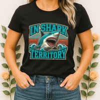 Retro Shark In Shark Territory Womens T-Shirt