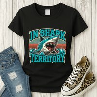 Retro Shark In Shark Territory Womens T-Shirt
