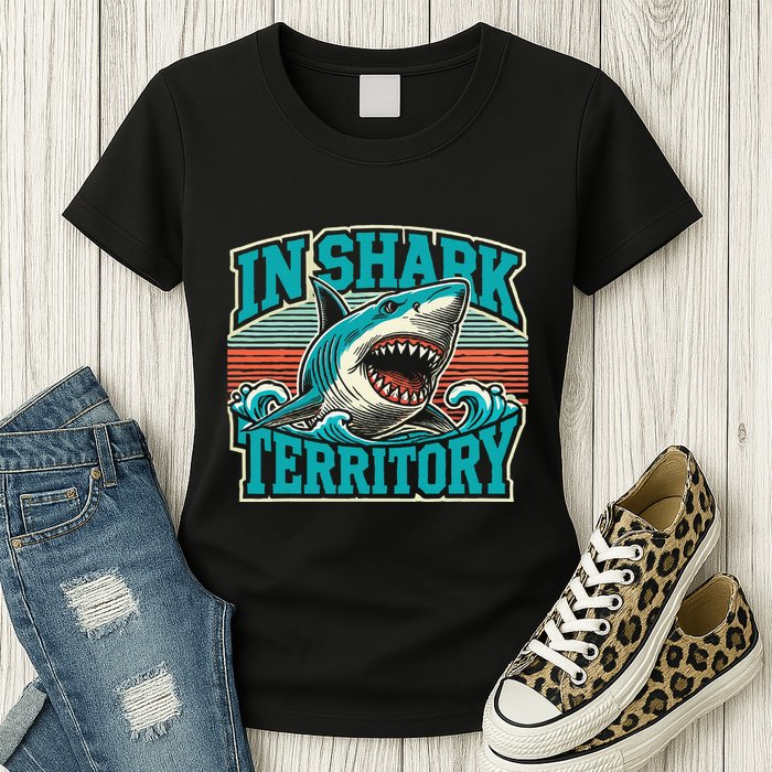 Retro Shark In Shark Territory Womens T-Shirt