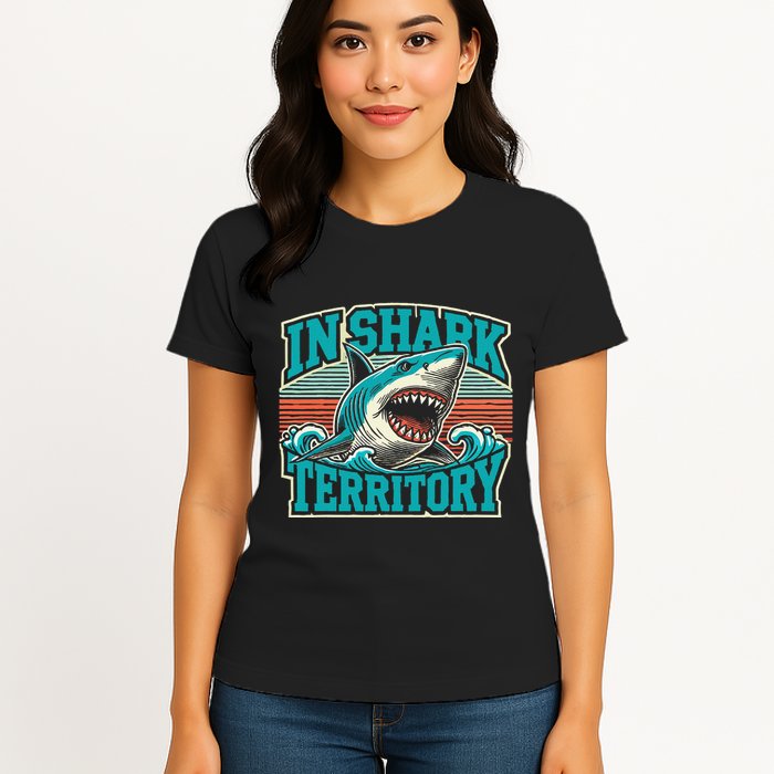 Retro Shark In Shark Territory Womens T-Shirt