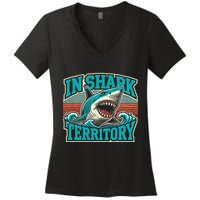 Retro Shark In Shark Territory Women's V-Neck T-Shirt
