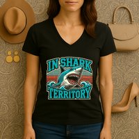 Retro Shark In Shark Territory Women's V-Neck T-Shirt