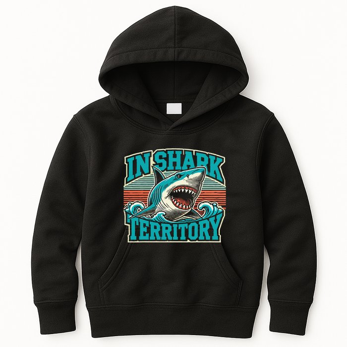 Retro Shark In Shark Territory Kids Hoodie