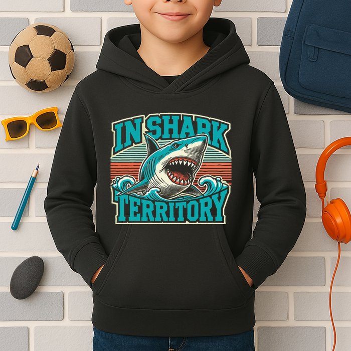 Retro Shark In Shark Territory Kids Hoodie