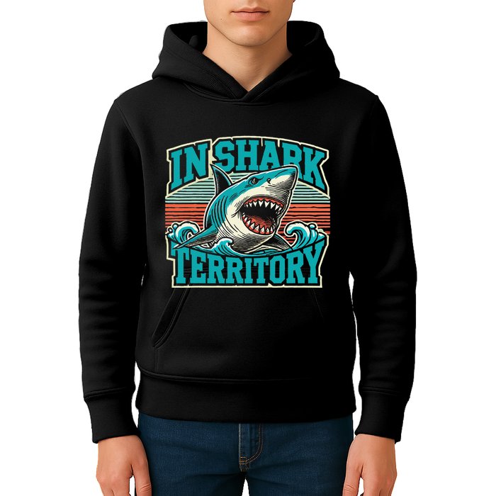 Retro Shark In Shark Territory Kids Hoodie