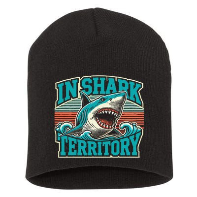 Retro Shark In Shark Territory Short Acrylic Beanie