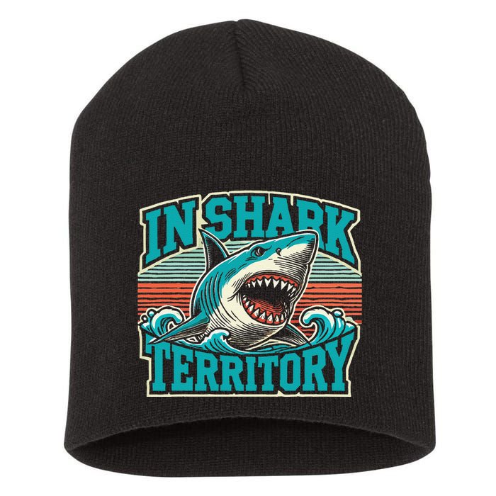 Retro Shark In Shark Territory Short Acrylic Beanie