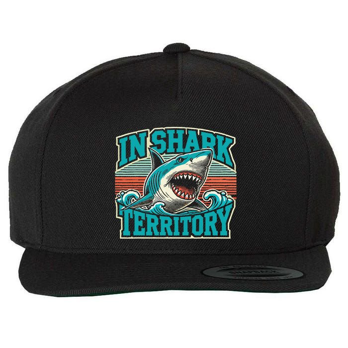 Retro Shark In Shark Territory Wool Snapback Cap