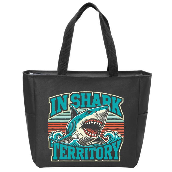 Retro Shark In Shark Territory Zip Tote Bag