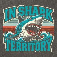 Retro Shark In Shark Territory Cotton Canvas Backpack