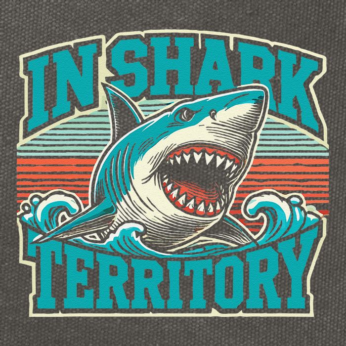 Retro Shark In Shark Territory Cotton Canvas Backpack