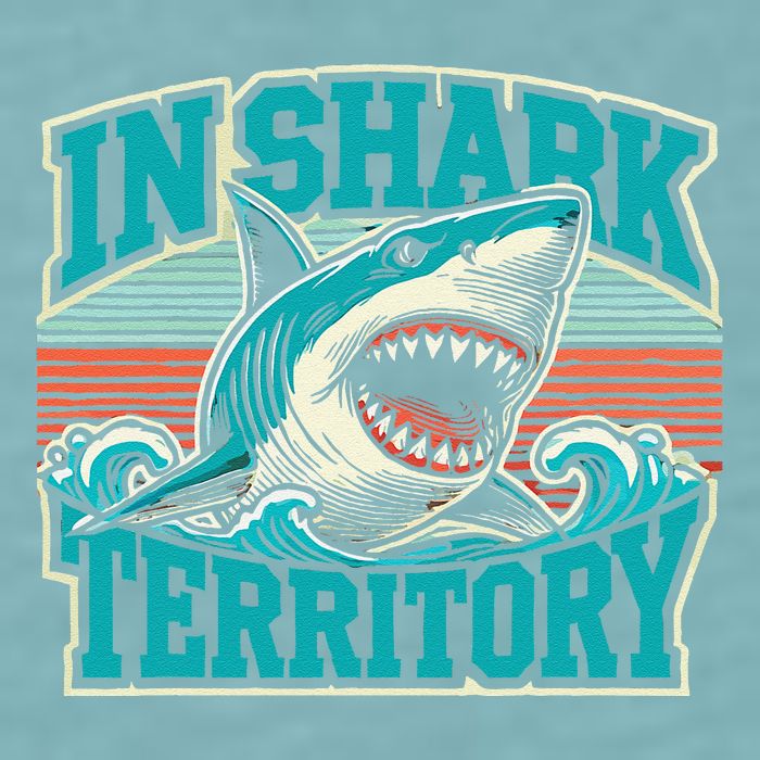 Retro Shark In Shark Territory Sueded Cloud Jersey T-Shirt