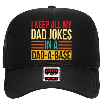 Retro Sayings I Keep All My Dad Jokes In A Dad A Base Trucker Hat