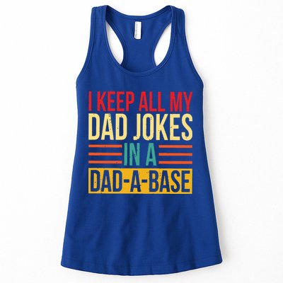 Retro Sayings I Keep All My Dad Jokes In A Dad A Base Womens Tank Top