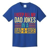 Retro Sayings I Keep All My Dad Jokes In A Dad A Base Kids T-Shirt