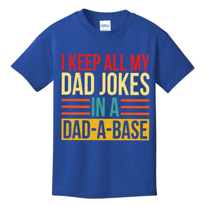 Retro Sayings I Keep All My Dad Jokes In A Dad A Base Kids T-Shirt
