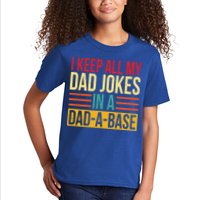 Retro Sayings I Keep All My Dad Jokes In A Dad A Base Kids T-Shirt