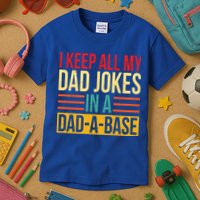 Retro Sayings I Keep All My Dad Jokes In A Dad A Base Kids T-Shirt