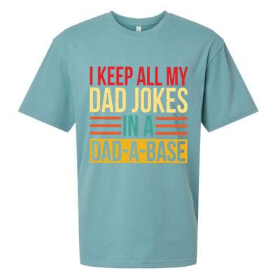 Retro Sayings I Keep All My Dad Jokes In A Dad A Base Sueded Cloud Jersey T-Shirt