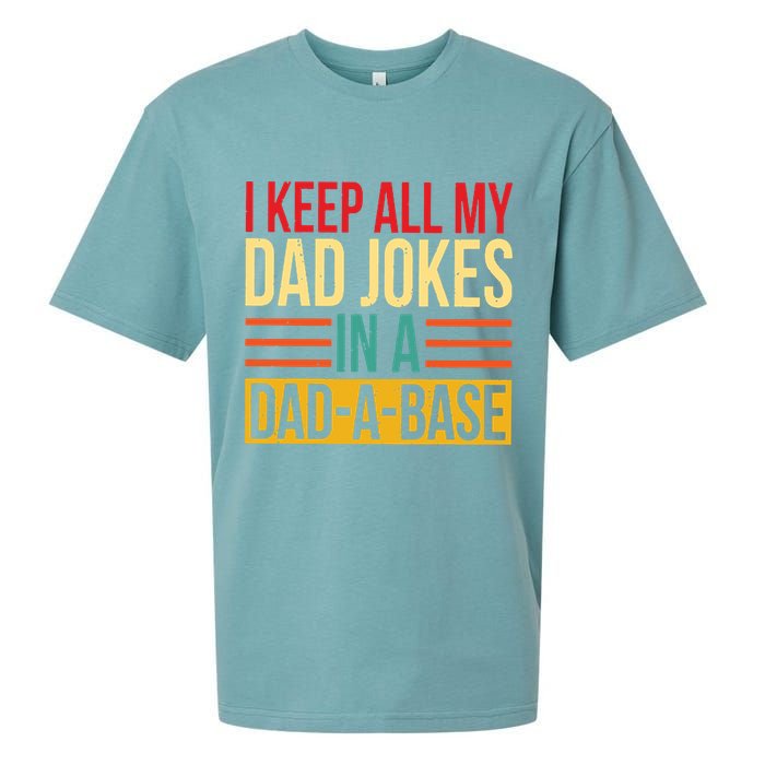 Retro Sayings I Keep All My Dad Jokes In A Dad A Base Sueded Cloud Jersey T-Shirt