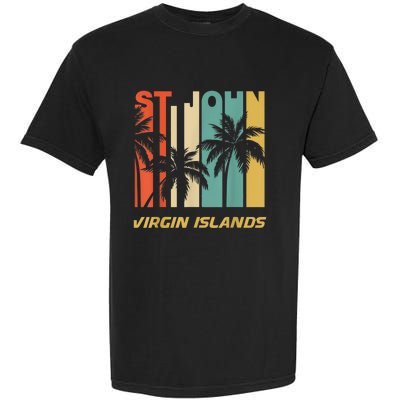 Retro St. John Virgin Islands Palm Trees Vacation Garment-Dyed Heavyweight T-Shirt