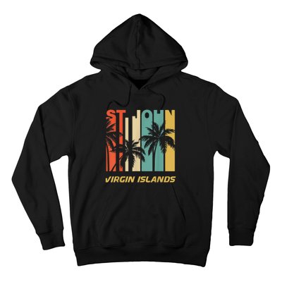 Retro St. John Virgin Islands Palm Trees Vacation Hoodie