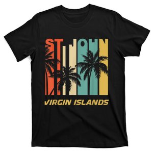 Retro St. John Virgin Islands Palm Trees Vacation T-Shirt