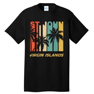 Retro St. John Virgin Islands Palm Trees Vacation Tall T-Shirt