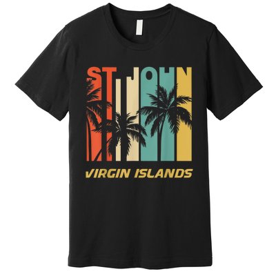 Retro St. John Virgin Islands Palm Trees Vacation Premium T-Shirt