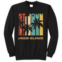 Retro St. John Virgin Islands Palm Trees Vacation Tall Sweatshirt