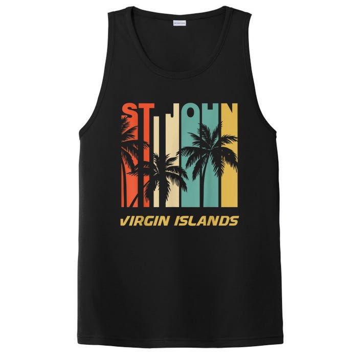 Retro St. John Virgin Islands Palm Trees Vacation PosiCharge Competitor Tank