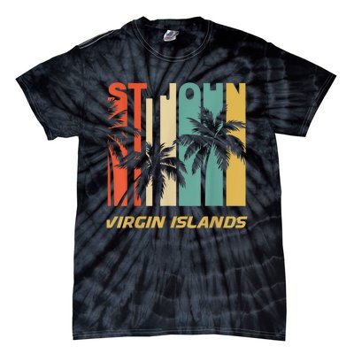 Retro St. John Virgin Islands Palm Trees Vacation Tie-Dye T-Shirt