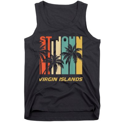 Retro St. John Virgin Islands Palm Trees Vacation Tank Top