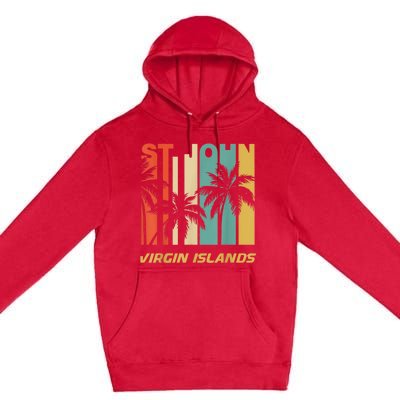 Retro St. John Virgin Islands Palm Trees Vacation Premium Pullover Hoodie