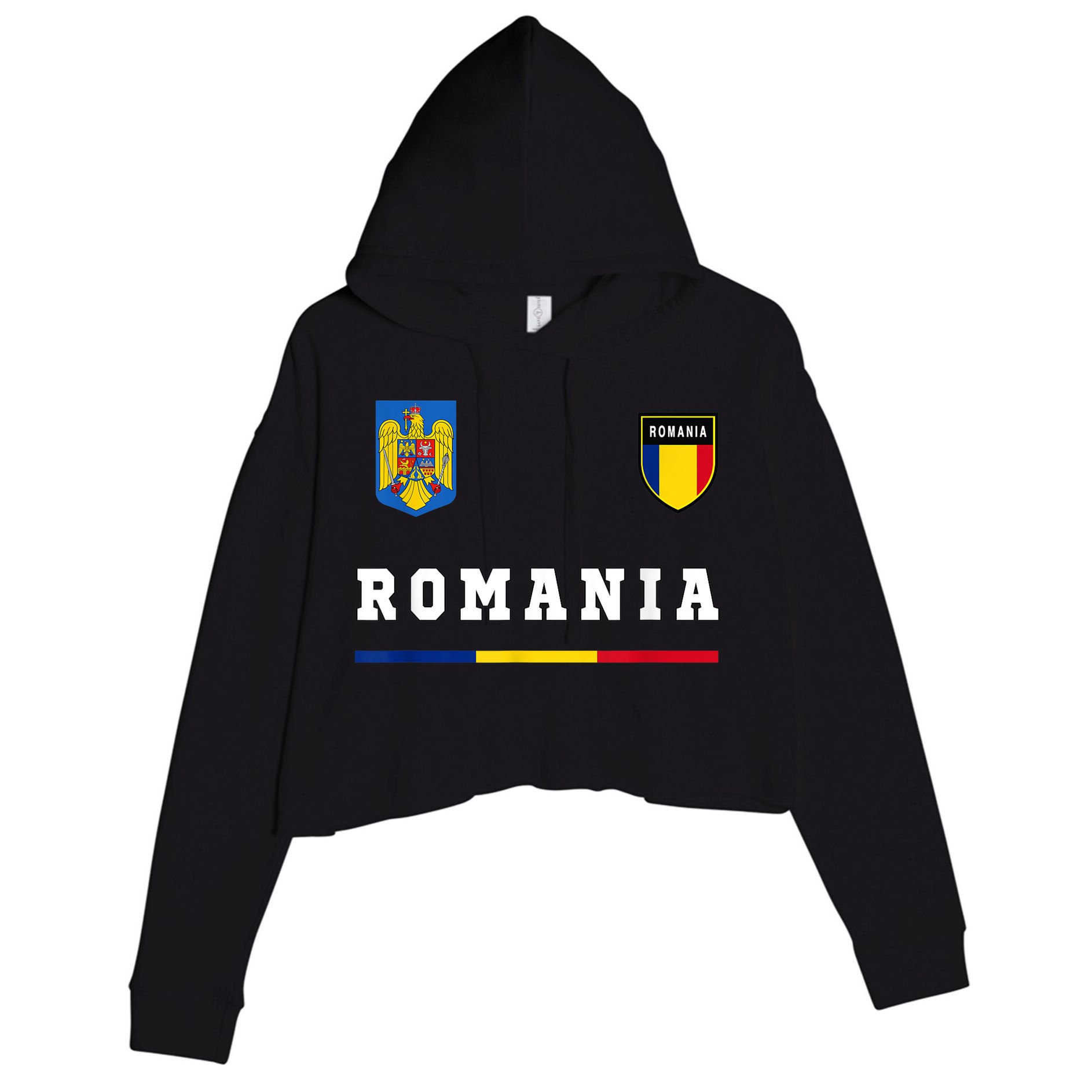 Romania Sport/Soccer Jersey Tee Flag Football Crop Fleece Hoodie