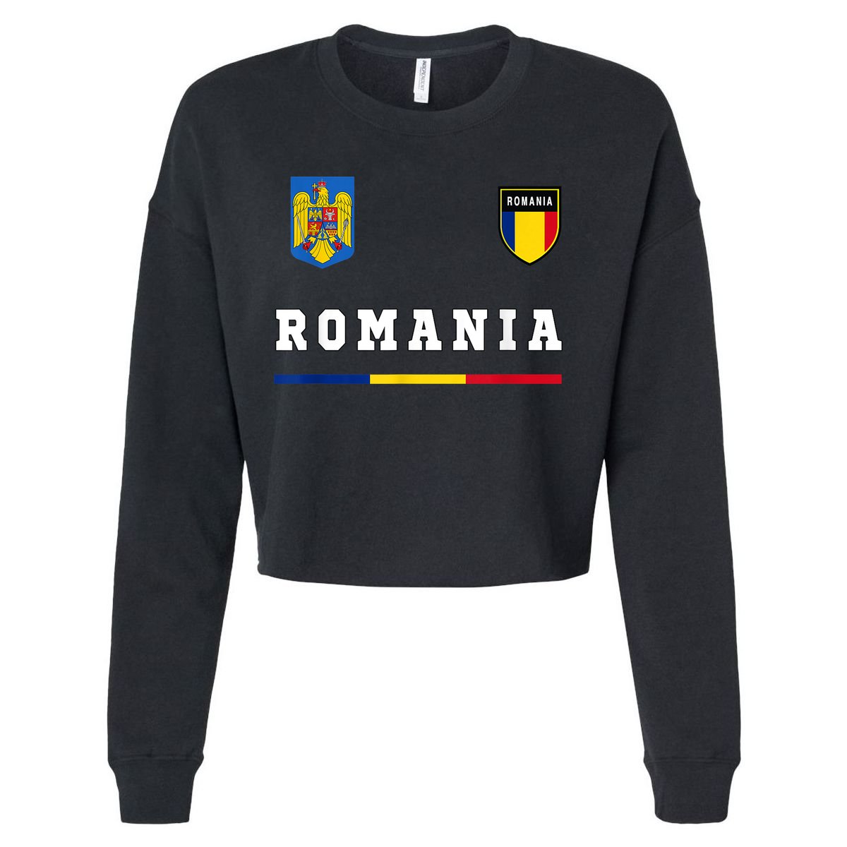 Romania Sport/Soccer Jersey Tee Flag Football Cropped Pullover Crew