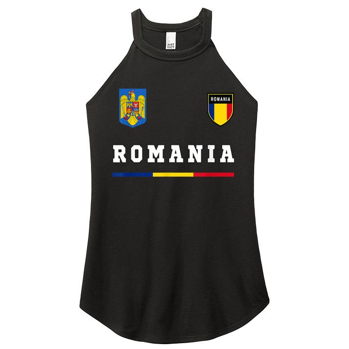 Romania Sport/Soccer Jersey Tee Flag Football Women's Perfect Tri Rocker Tank